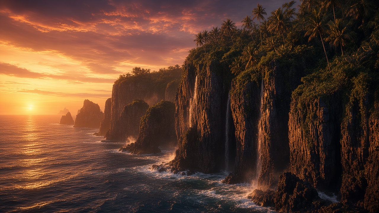 Dramatic coastline at golden hour
